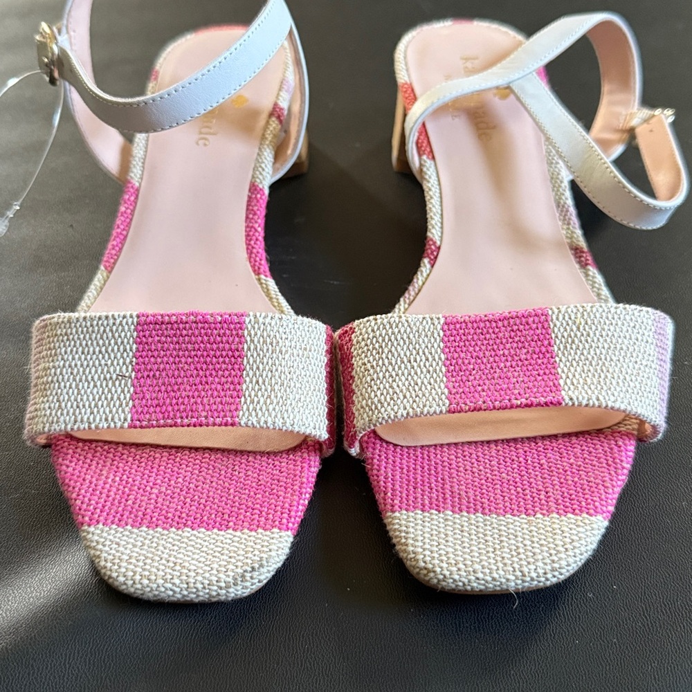 Kate Spade Lottie Pink Striped heel Sandals size 7 b in EUC - Picture 6 of 6